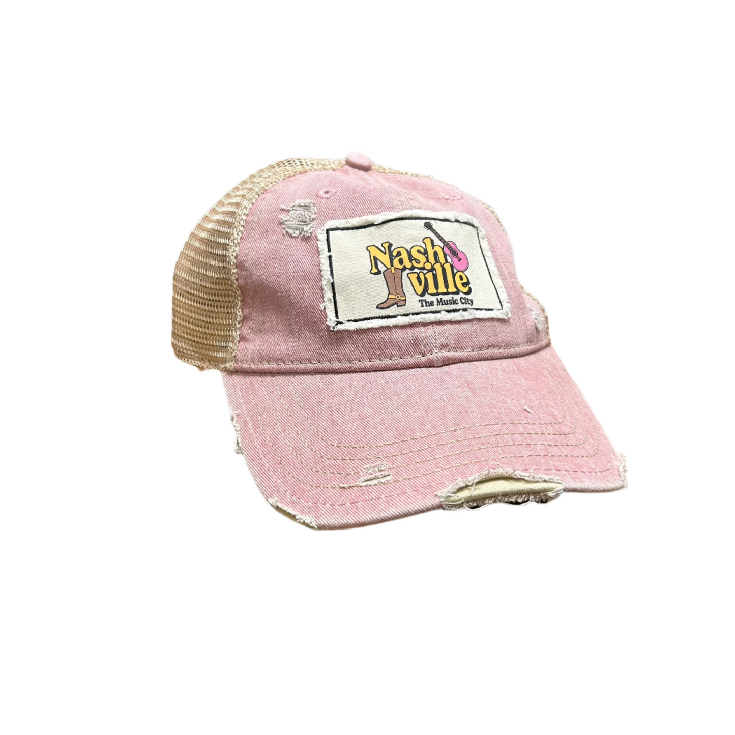 Nashville Distressed Pink Ball Cap