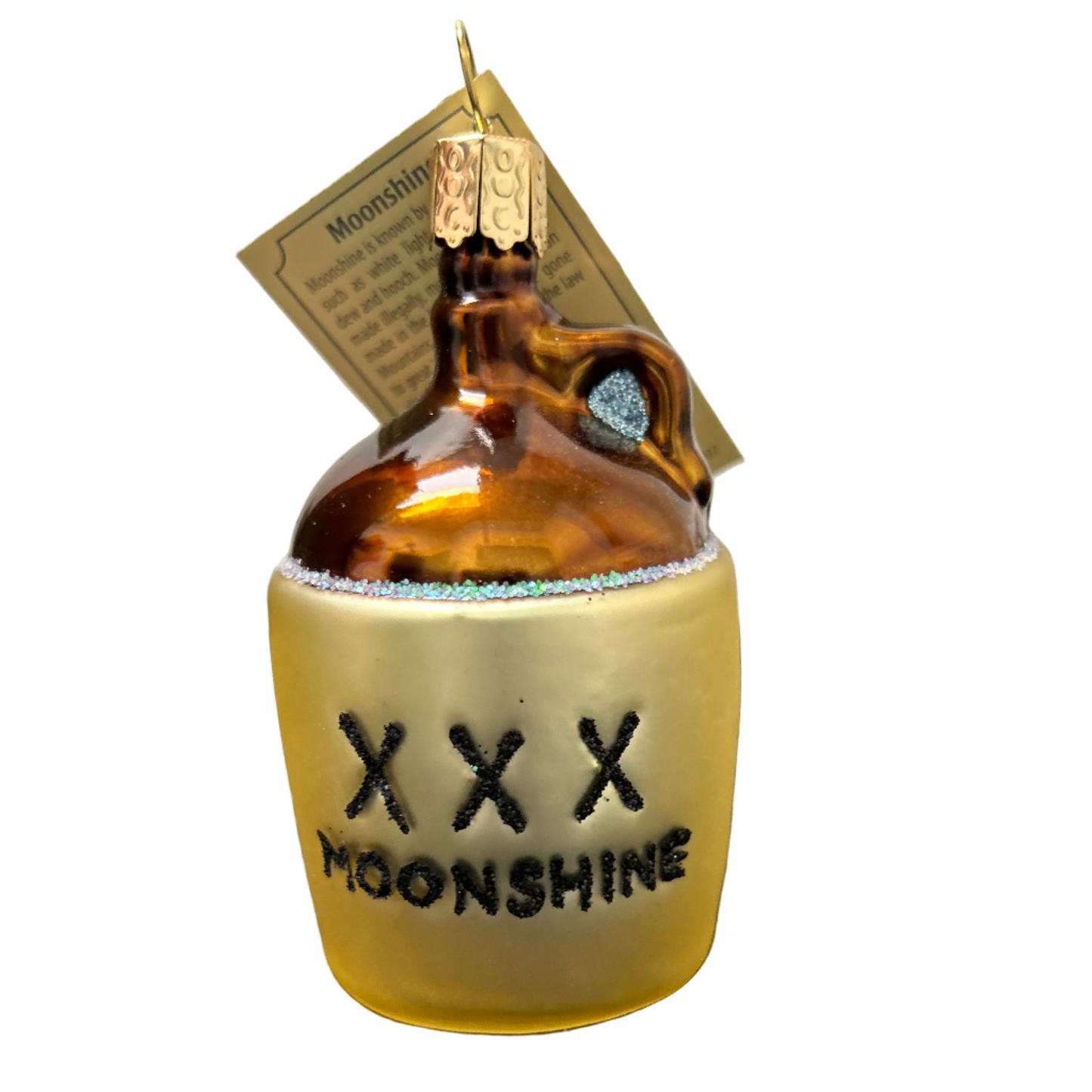 Rustic Moonshine Jug Ornament – Handcrafted Glass