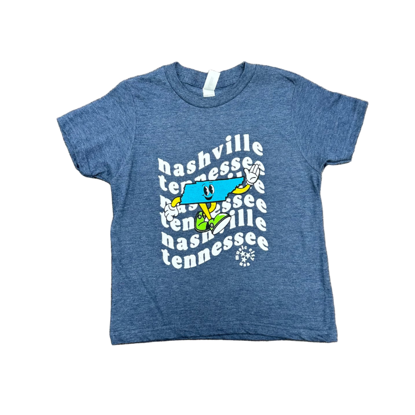 Kids Nashville Tennessee Cartoon Tee – Hot Pink or Blue Graphic T-Shirt