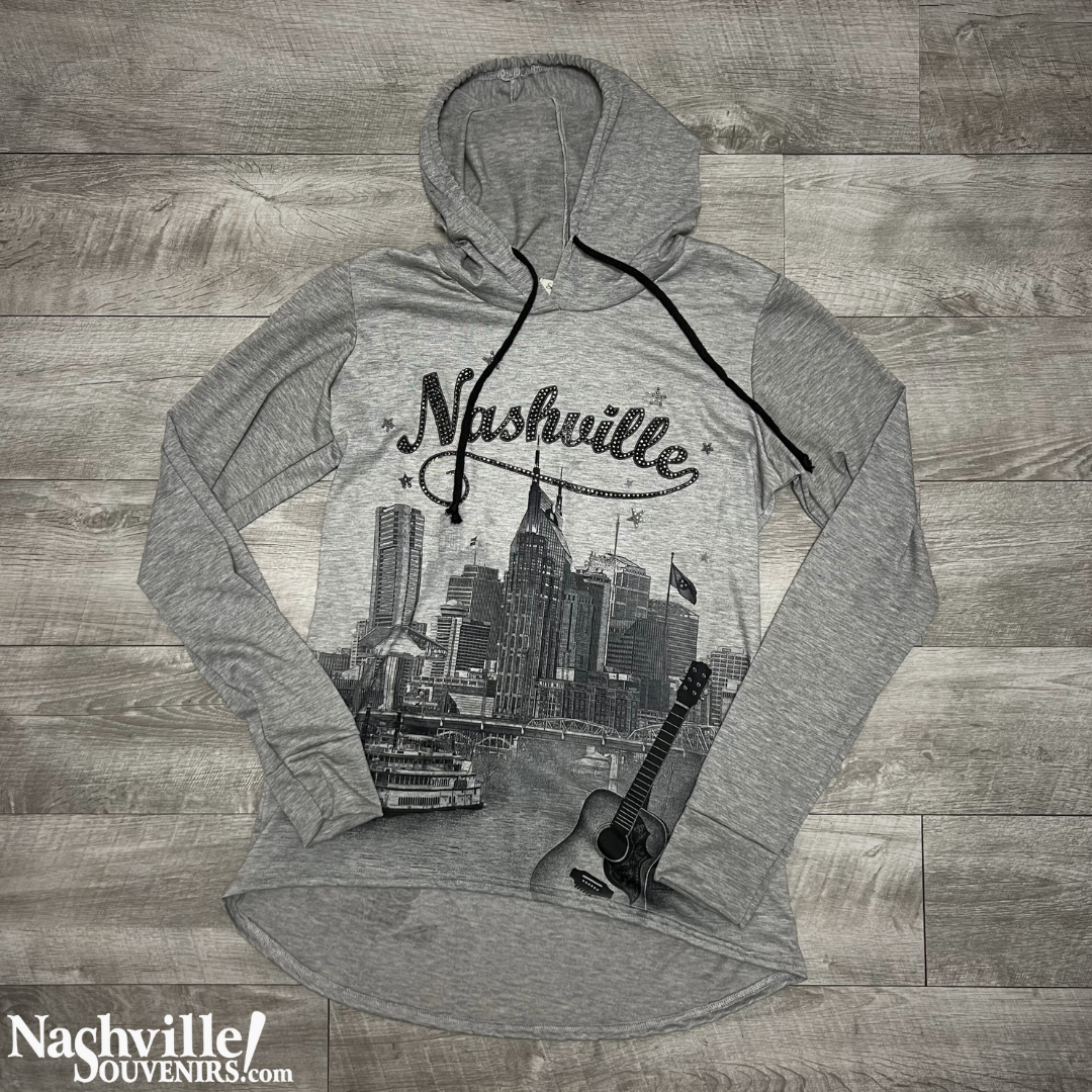 Women's Nashville Hoodie with Riverfront Skyline