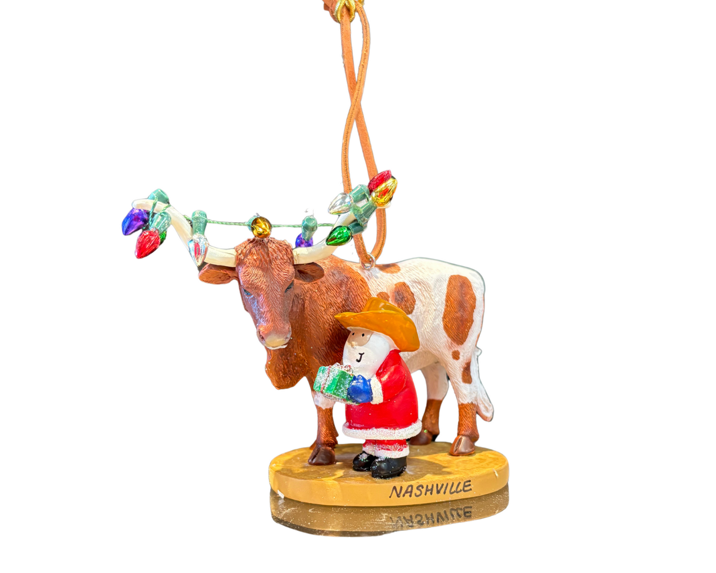 Longhorn & Santa Ornament