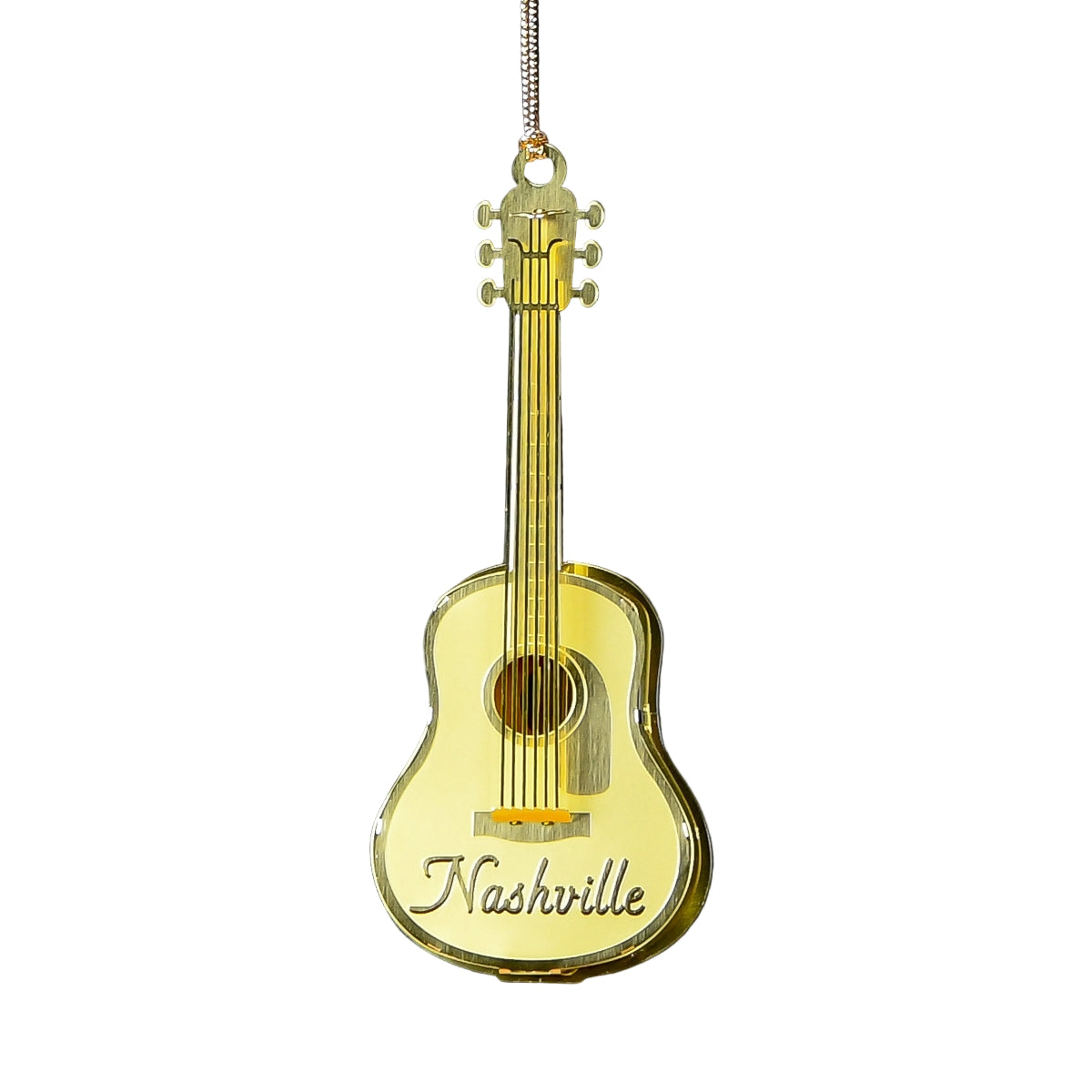 3D Brass Collectible Nashville Guitar Ornament
