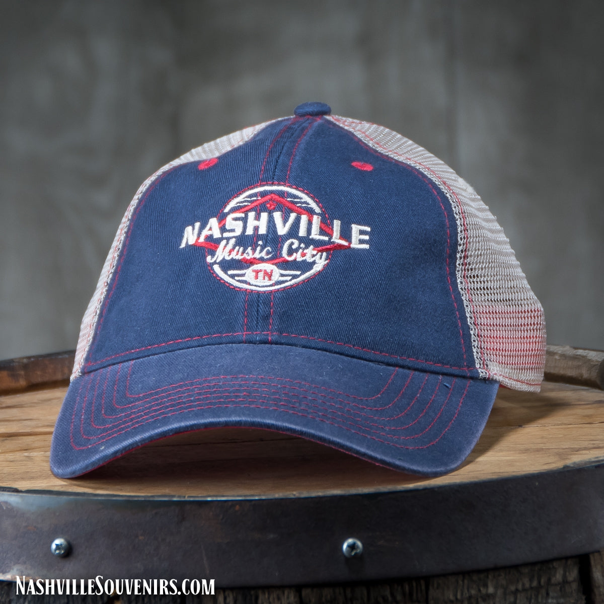 Nashville Music City TN Mesh Hat in Dark Blue