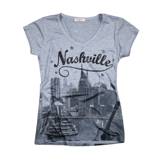 Women's Nashville T-shirt with Riverfront Skyline