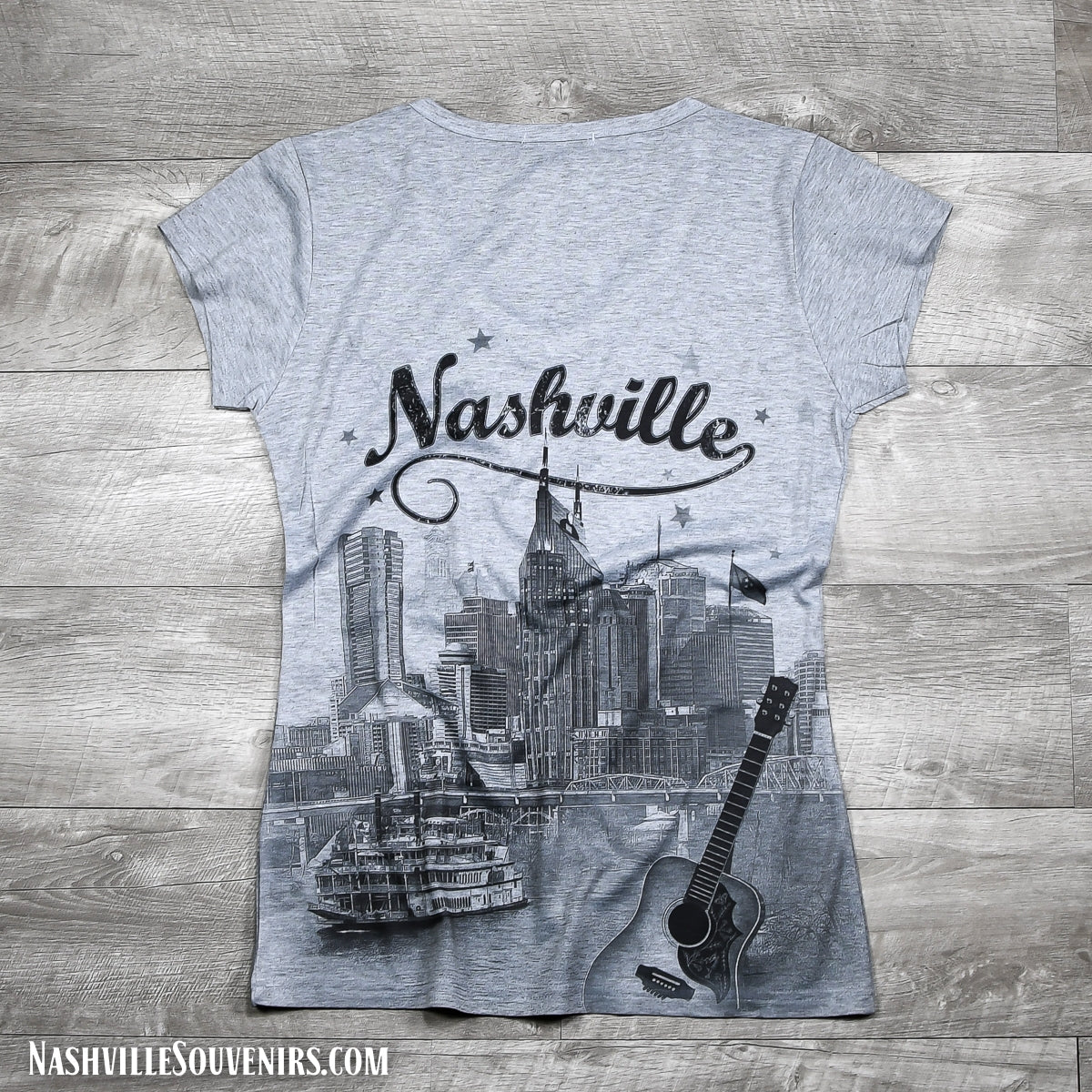 Women's Nashville T-shirt with Riverfront Skyline