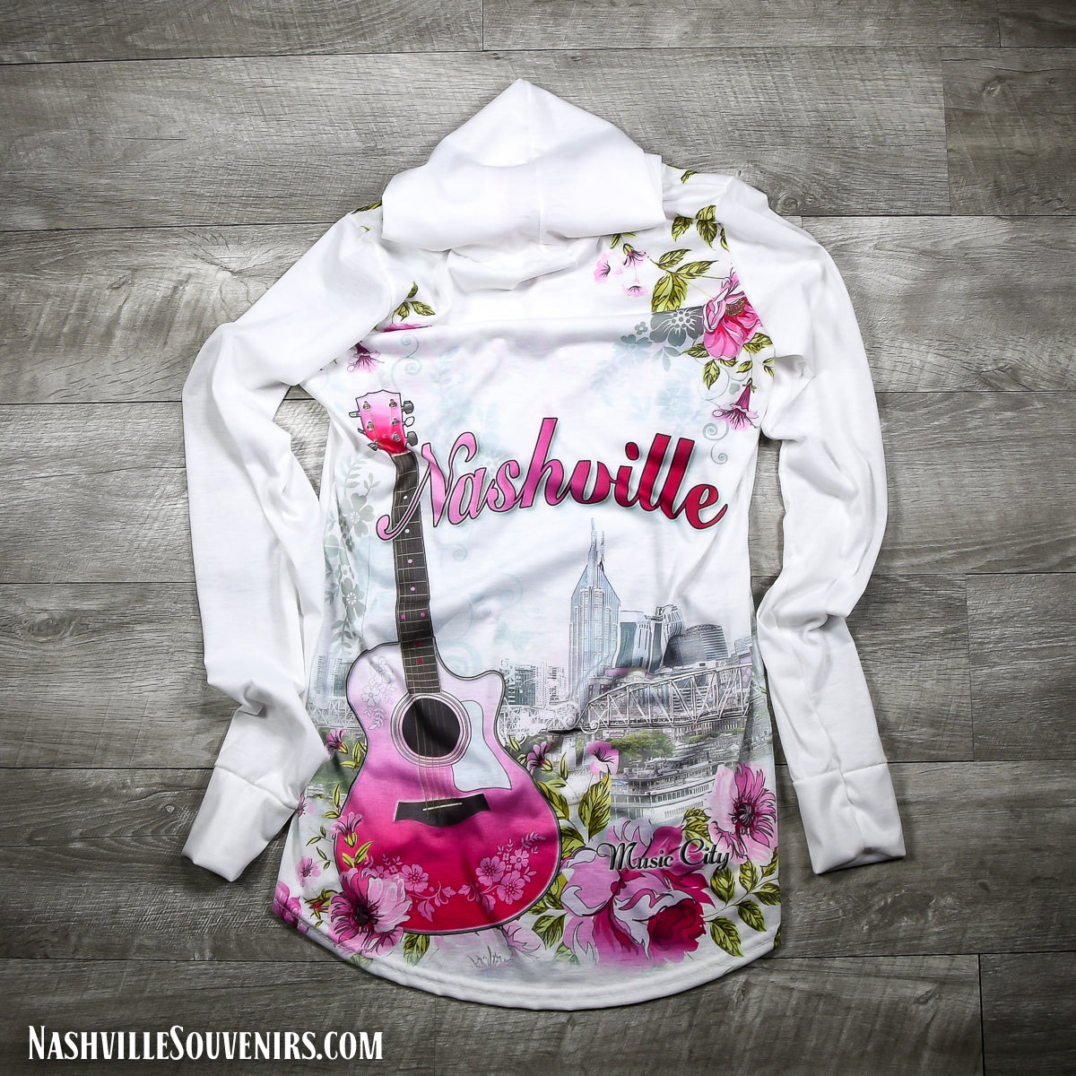 Womens Nashville Hoody Floral Guitar