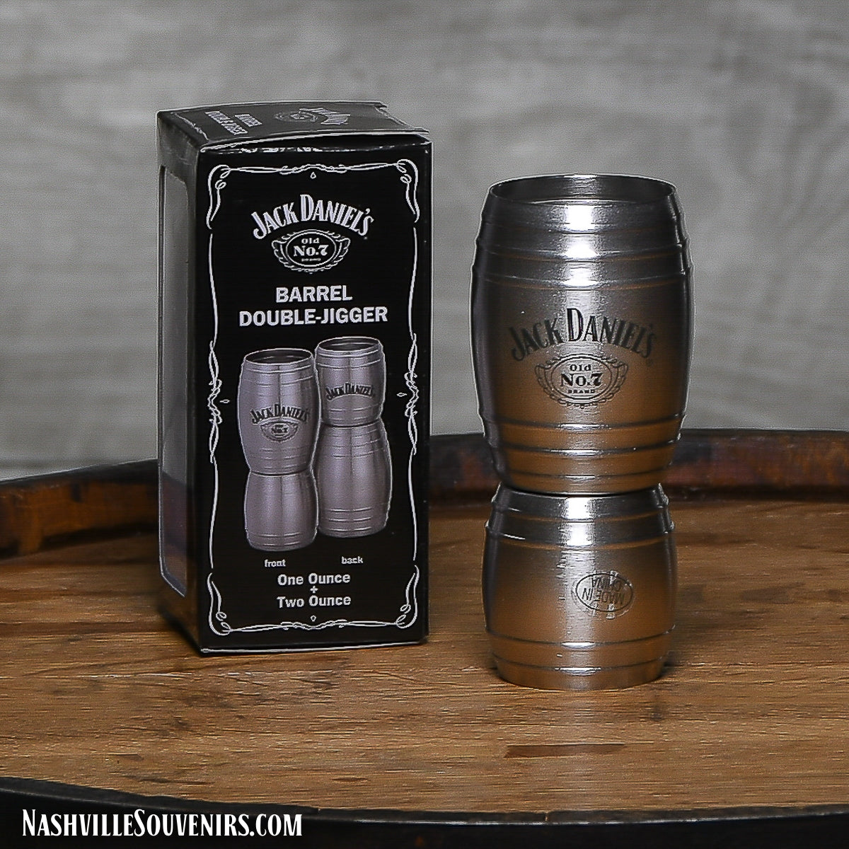 Officially licensed Jack Daniels Double Jigger 2 Sided Design.  FREE SHIPPING on all US orders over $75!
