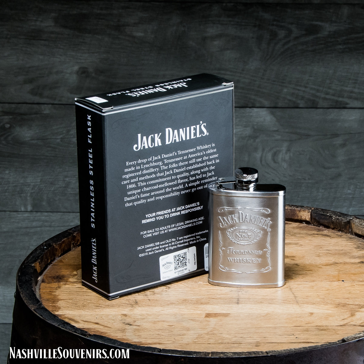 Officially licensed Jack Daniels Embossed Matte Label Logo Flask. FREE SHIPPING on all US orders over $75!
