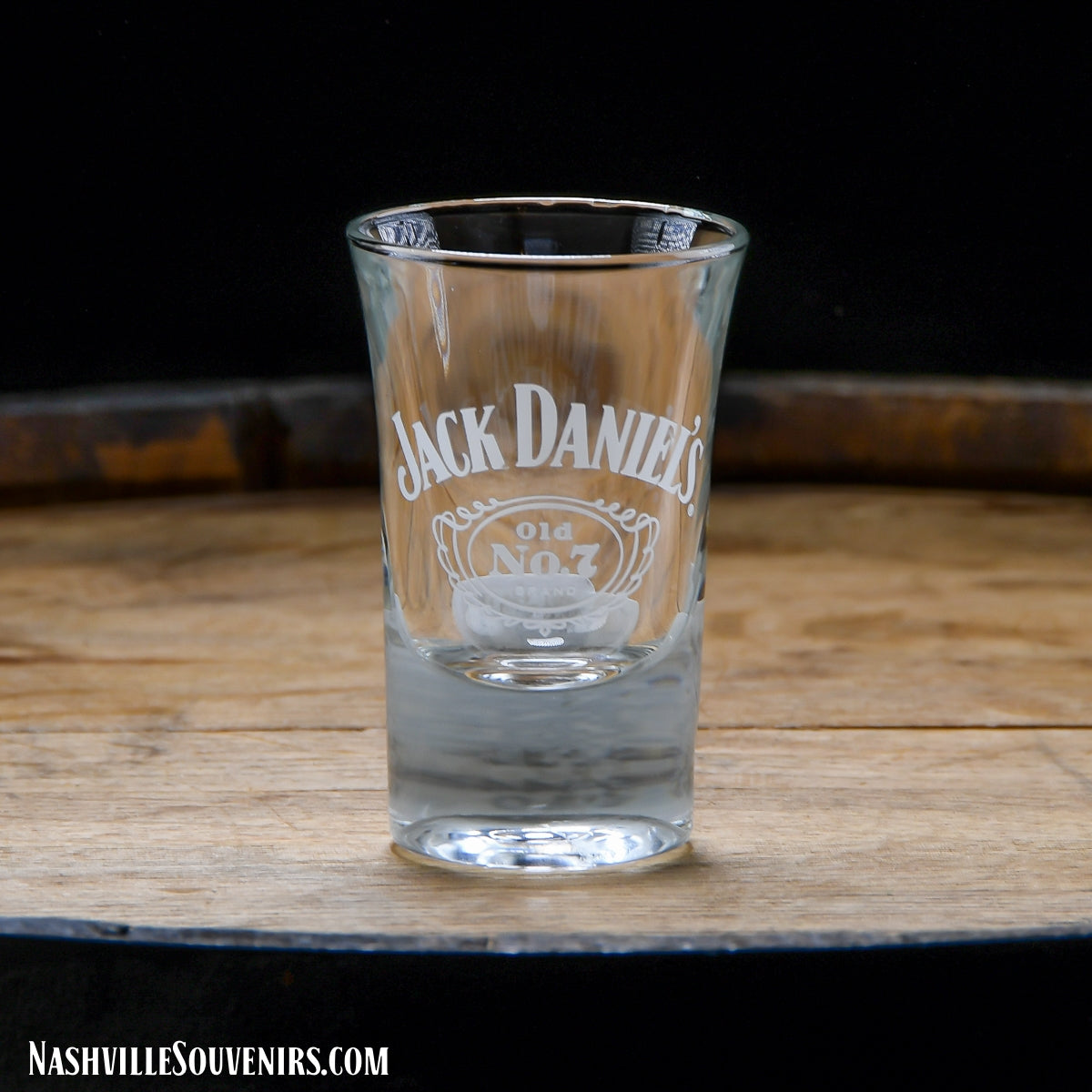 Officially licensed Jack Daniels White Logo Old No.7 Tapered Shot Glass. Get yours today with FREE SHIPPING on all US orders over $75!