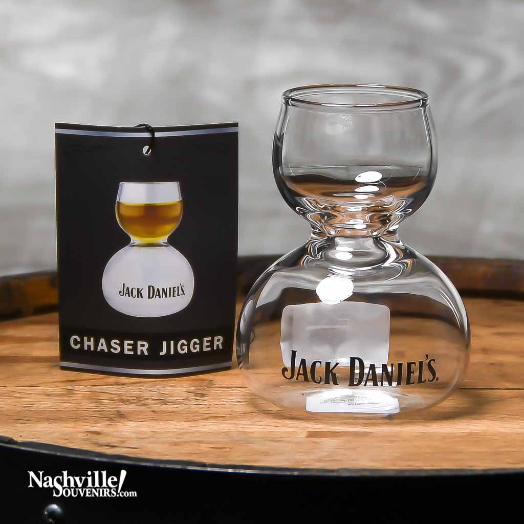 2 oz Officially licensed Jack Daniels Whiskey on Water Shot Glass. This is the infamous glass that cost Mr. Jack a bet with a traveling salesman in Lynchburg.