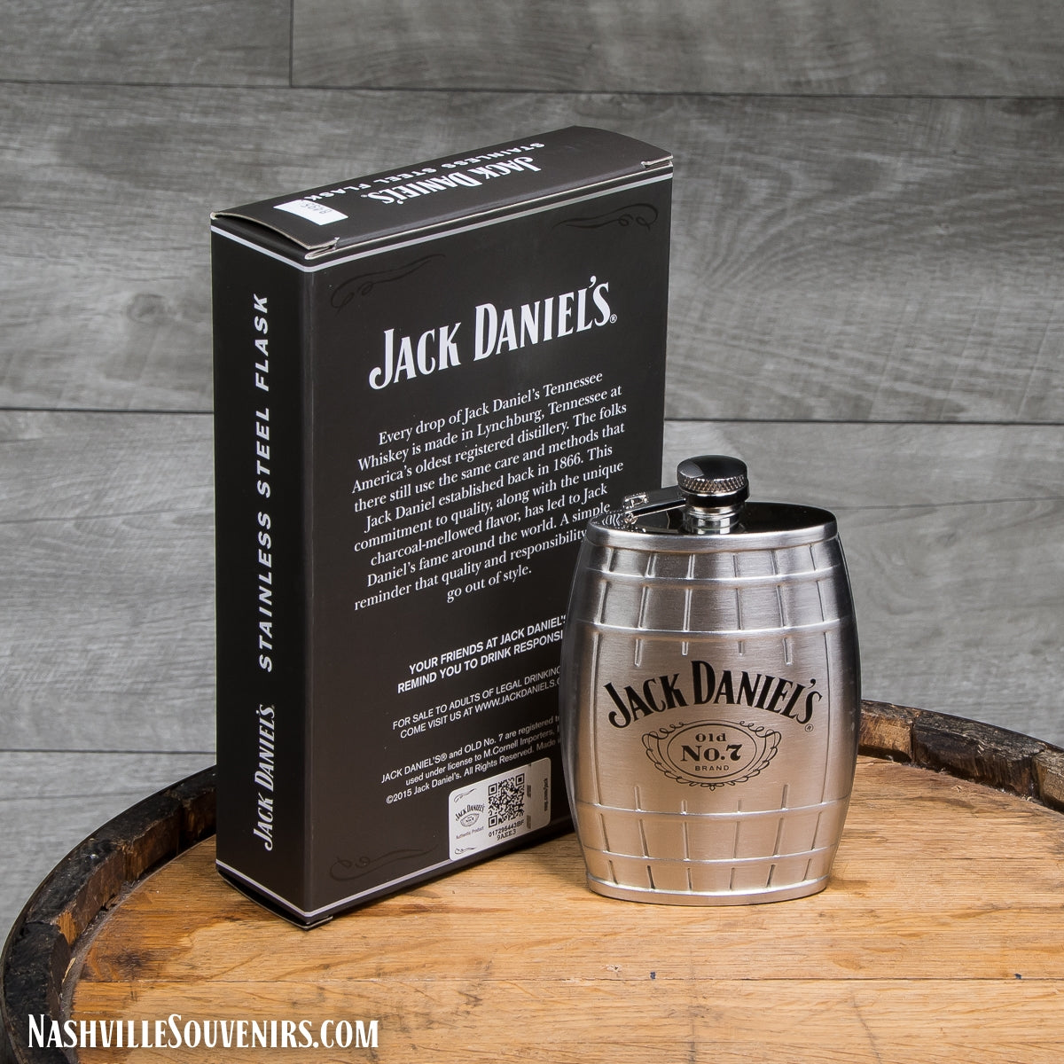 Stainless Jack Daniels Barrel Flask