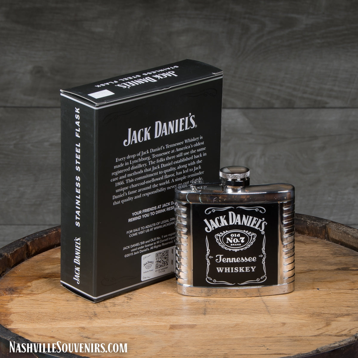Officially licensed Jack Daniels Stainless Ribbed Flask. FREE SHIPPING on all US orders over $75!