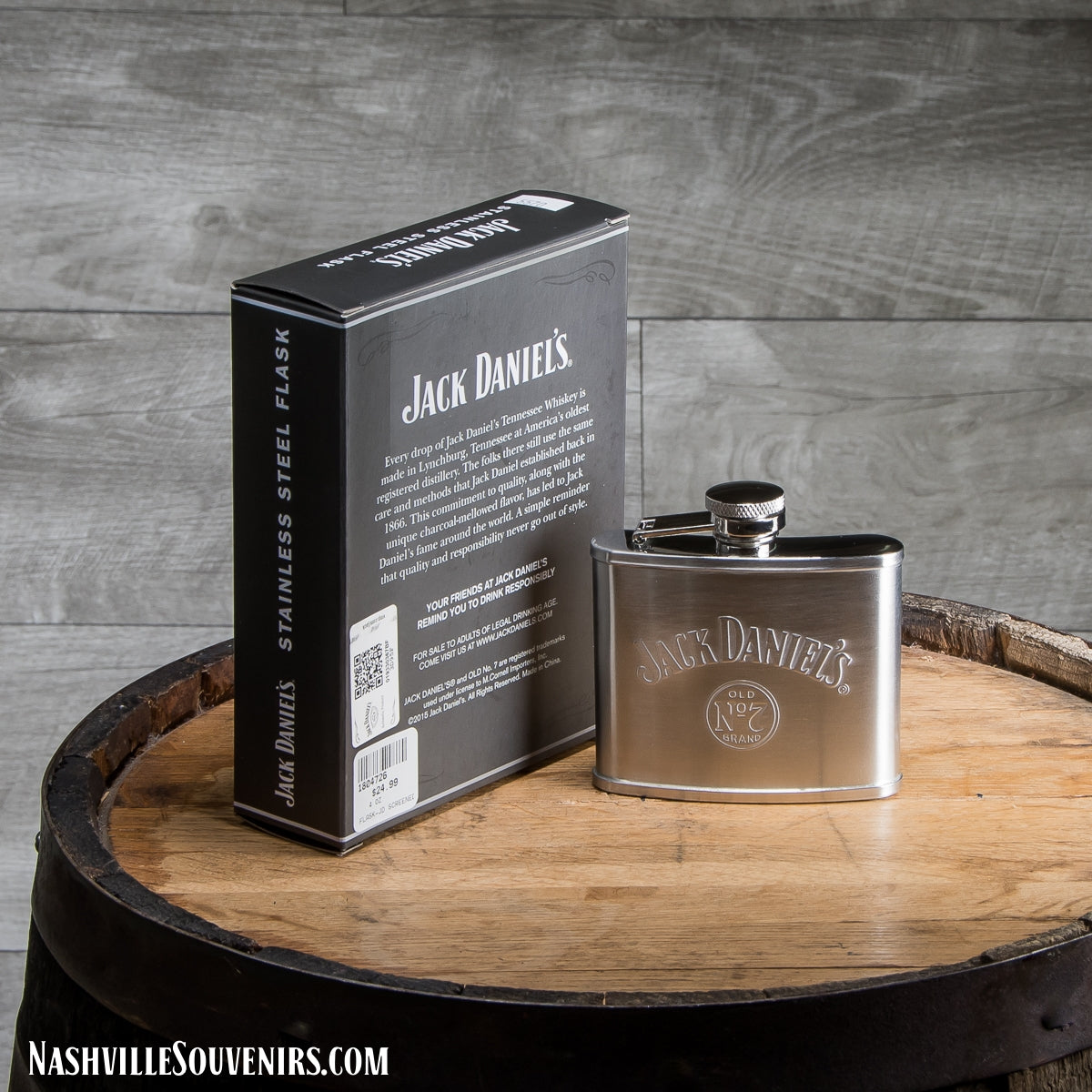 Officially licensed Jack Daniels Old No.7 Stainless Flask. FREE SHIPPING on all US orders over $75!