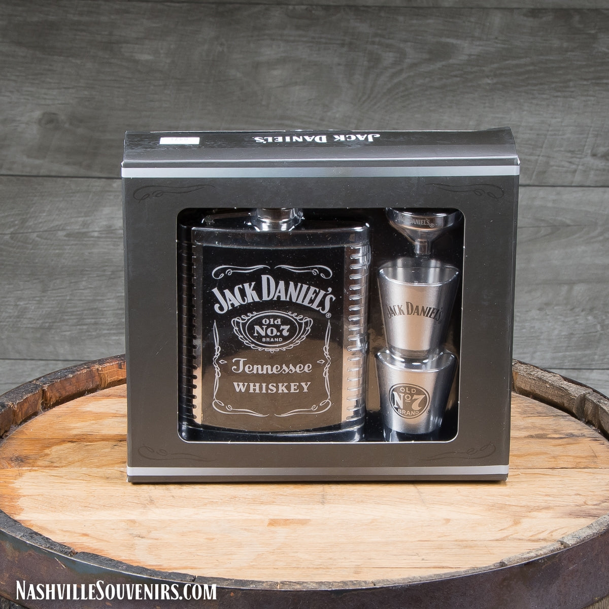 Jack Daniels Gift Set with Ribbed Flask and Shots
