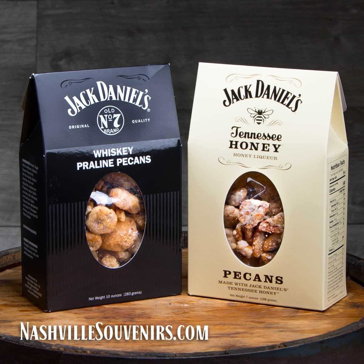 Munch Responsibly with a Jack Daniel's Whiskey Praline and Tennessee Honey Pecan Gift SetsFREE SHIPPING on orders over $75!