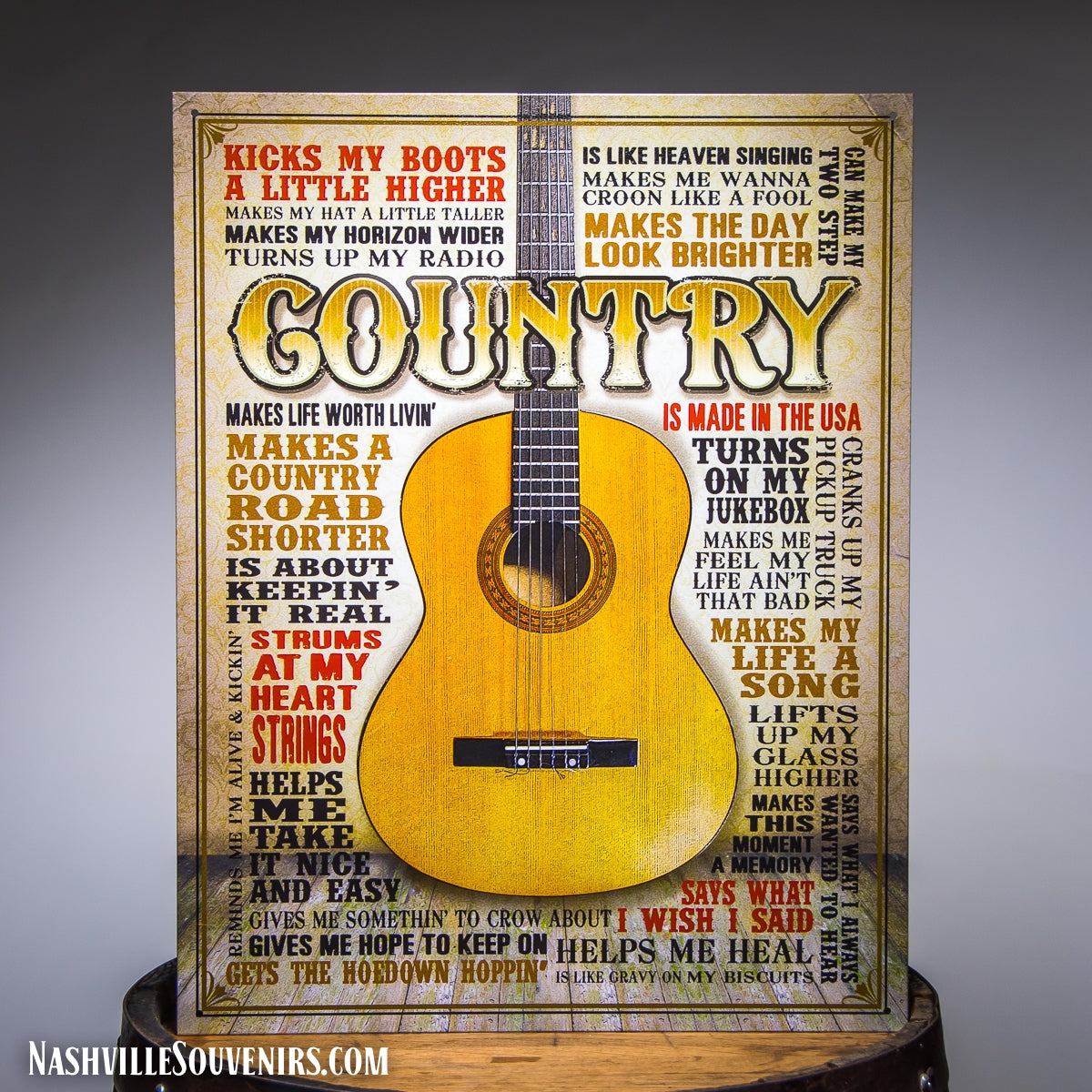 COUNTRY is made in the USA Tin Sign