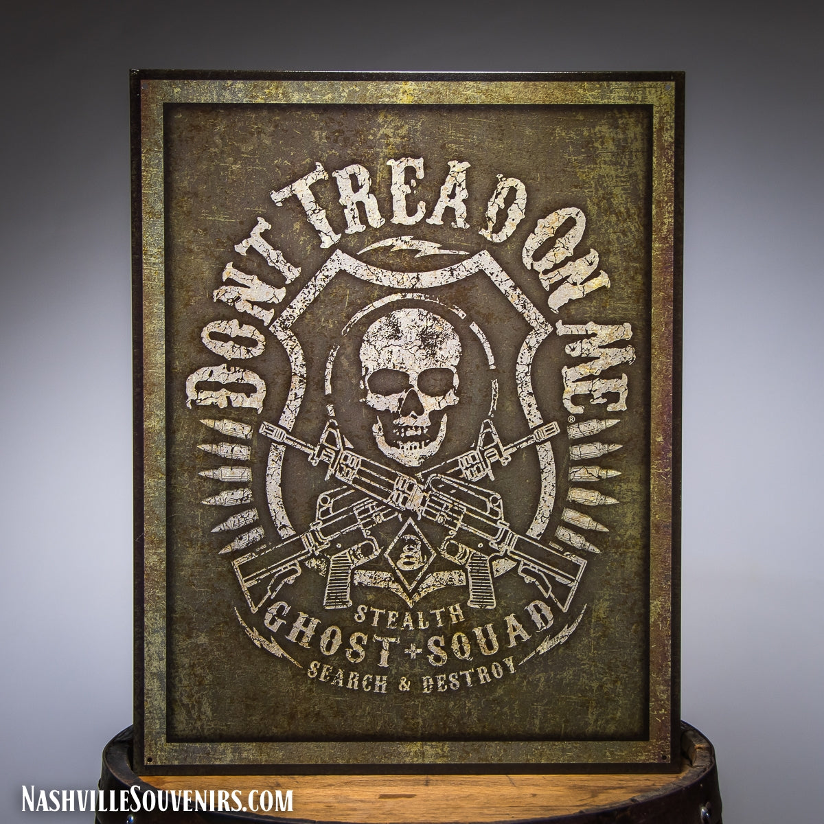Don't Tread On Me Ghost Squad Search and Destroy Tin Sign
