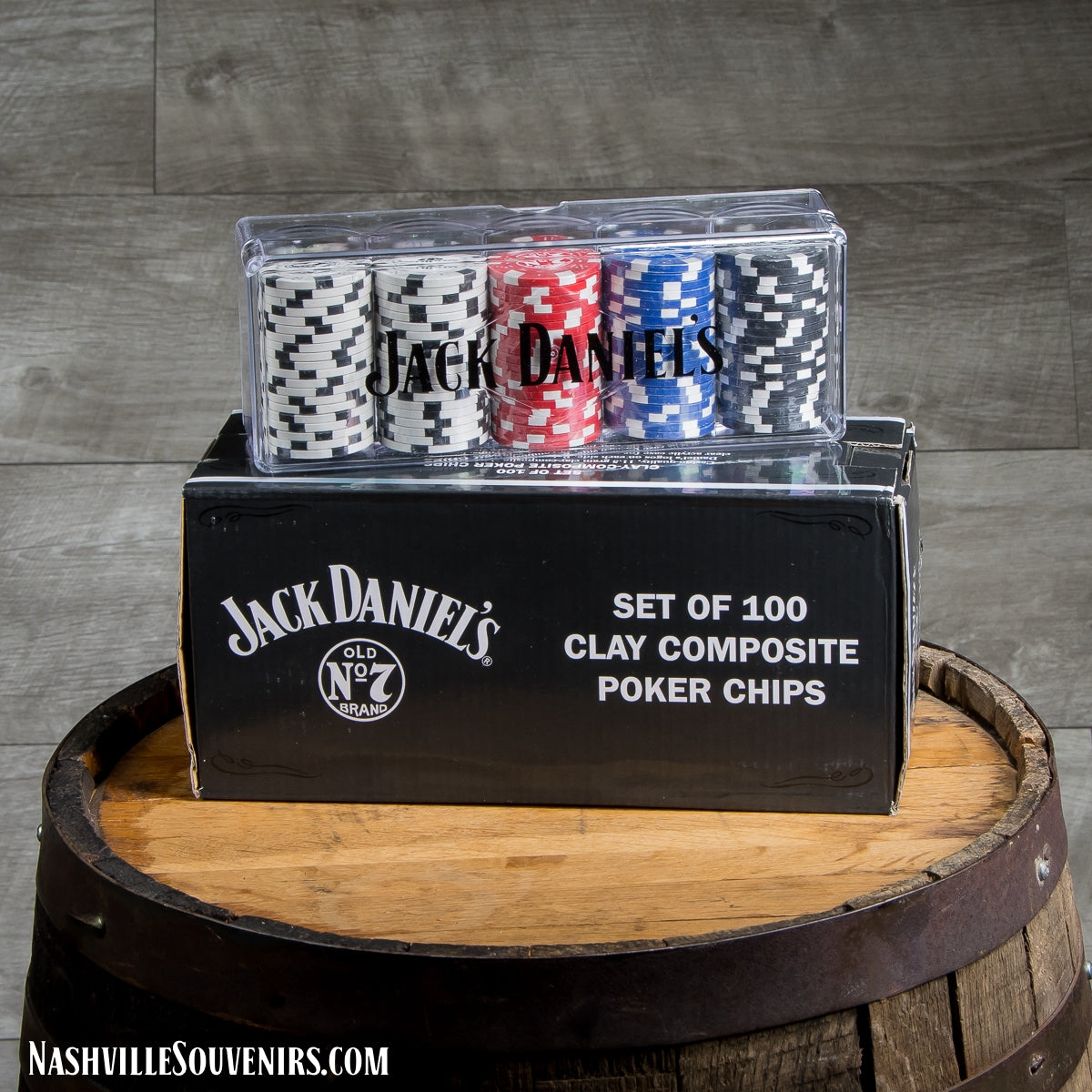 Jack Daniels Clay Poker Chips (100) with Acrylic Case