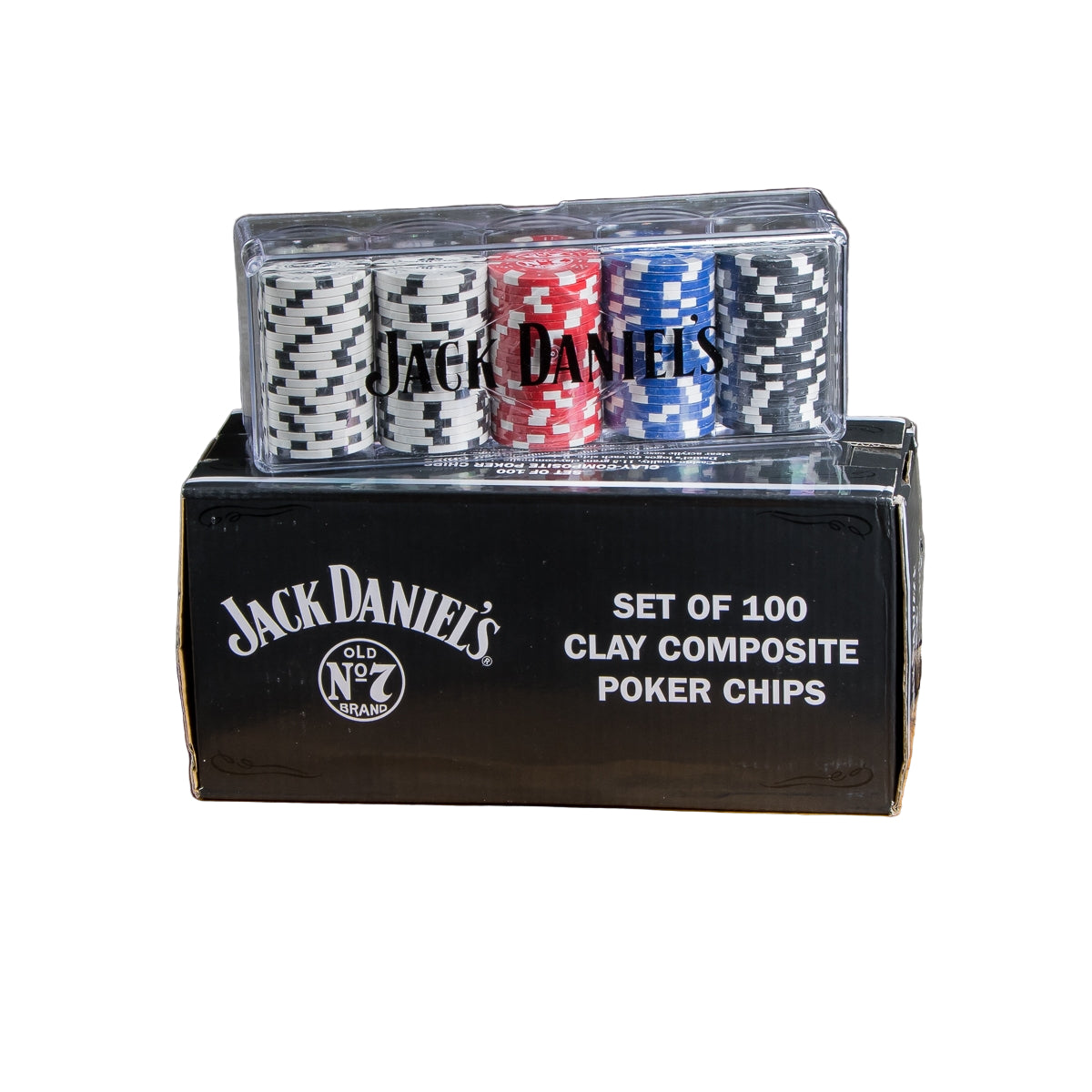 Jack Daniels Clay Poker Chips (100) with Acrylic Case