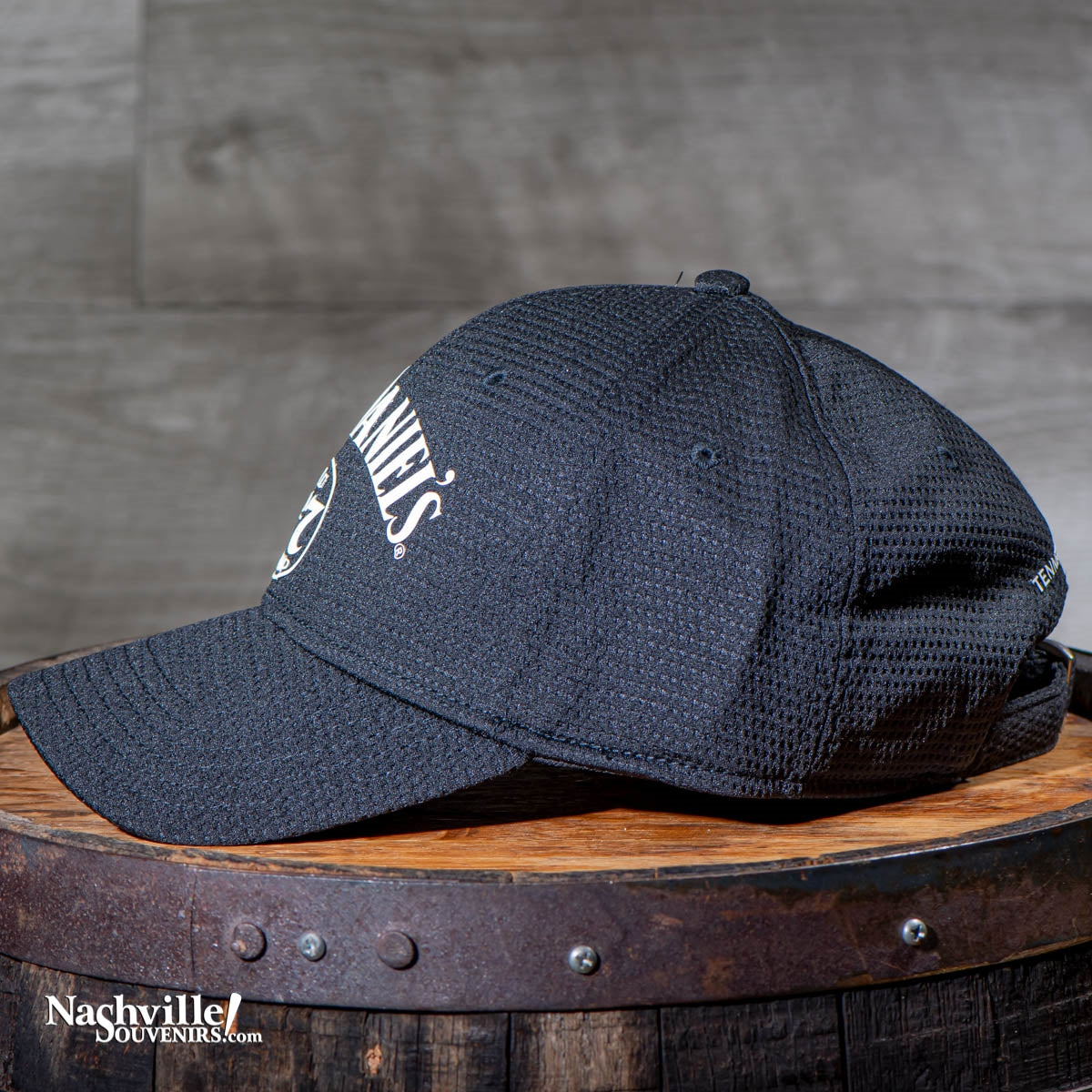 This Jack Daniel's mesh hat has the famous Jack Daniel's Old No.7 logo made from a rubberized material and secured to the front crown. Above that is the iconic Jack Daniel's swing logo in the same rubberized material.