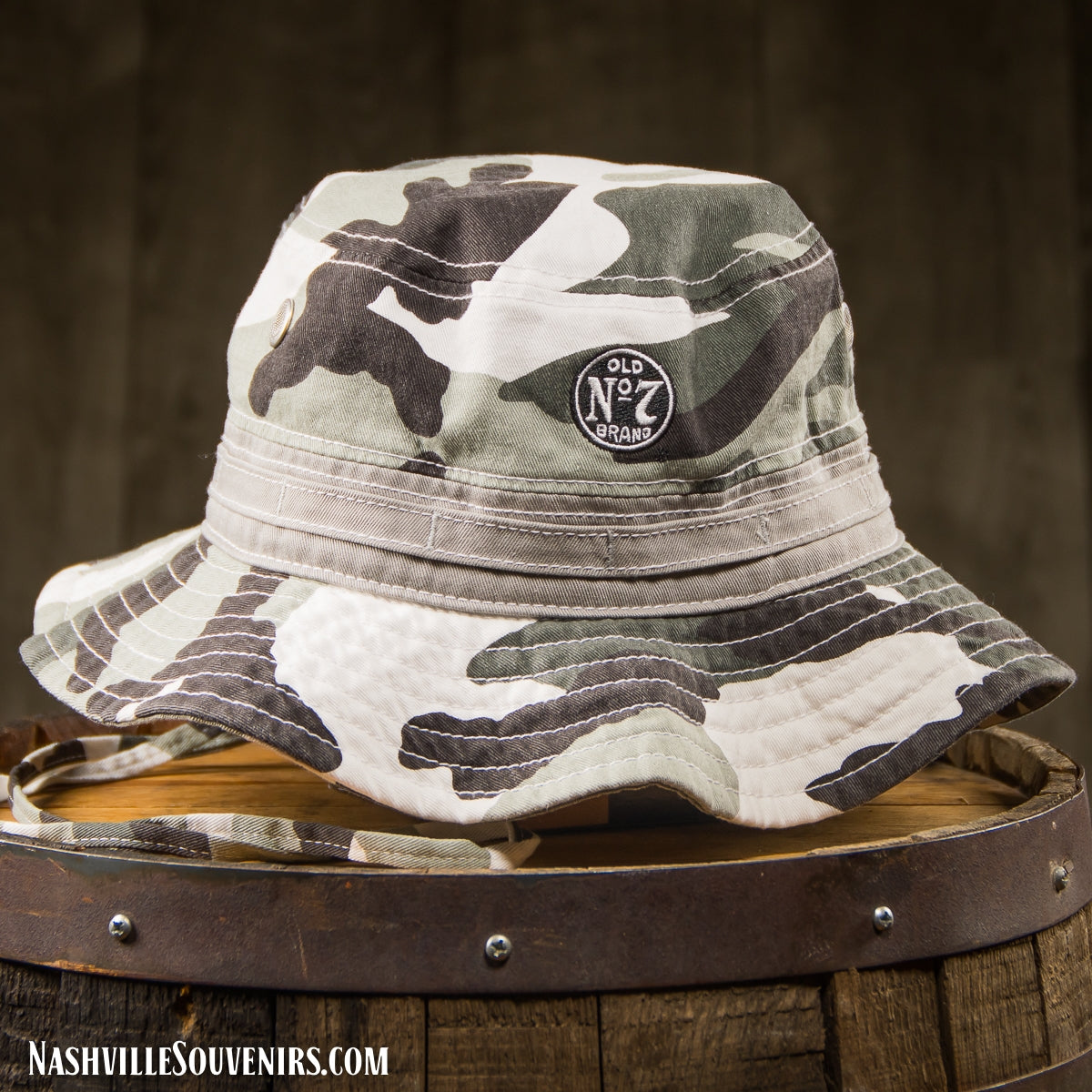 Jack Daniels Camo Bucket Hat with Wide Brim