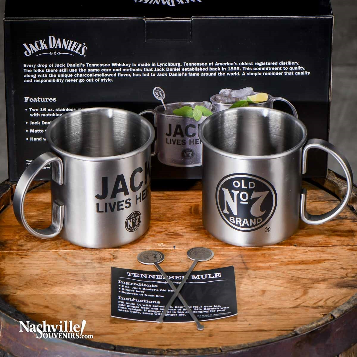Whoa Mule! Forget about Moscow and kick it up with a Jack Daniel's Tennessee Mule Mug Set. Satisfy that hankering for a Tennessee Mule with this Tennessee born thoroughbred straight out of Lynchburg!