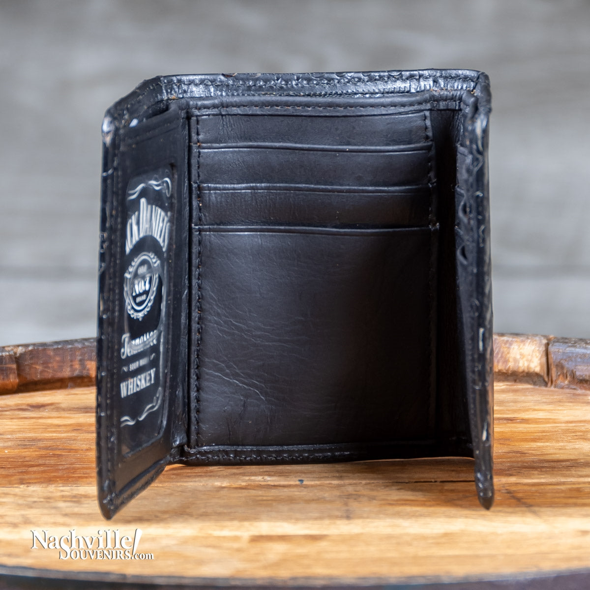 Jack Daniel's Lynchburg Lore Wallet. Get one today with FREE SHIPPING on all US orders over $75! One of for most popular designs featuring multiple Jack Daniel's logos.