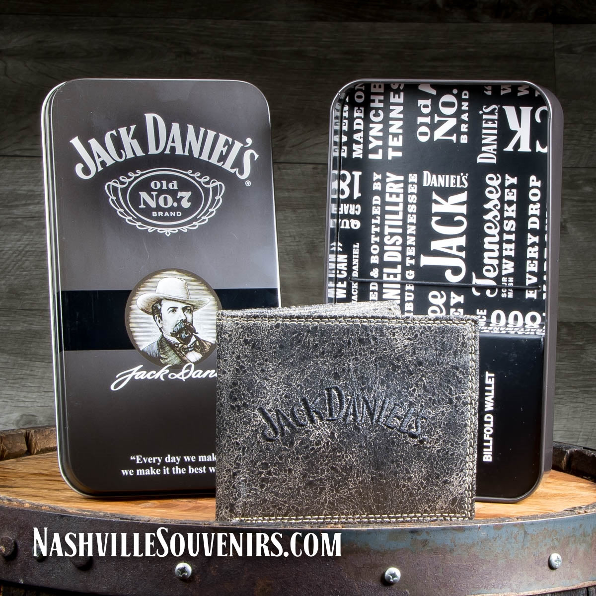 Embroidered Jack Daniel's Billfold Wallet in Gray