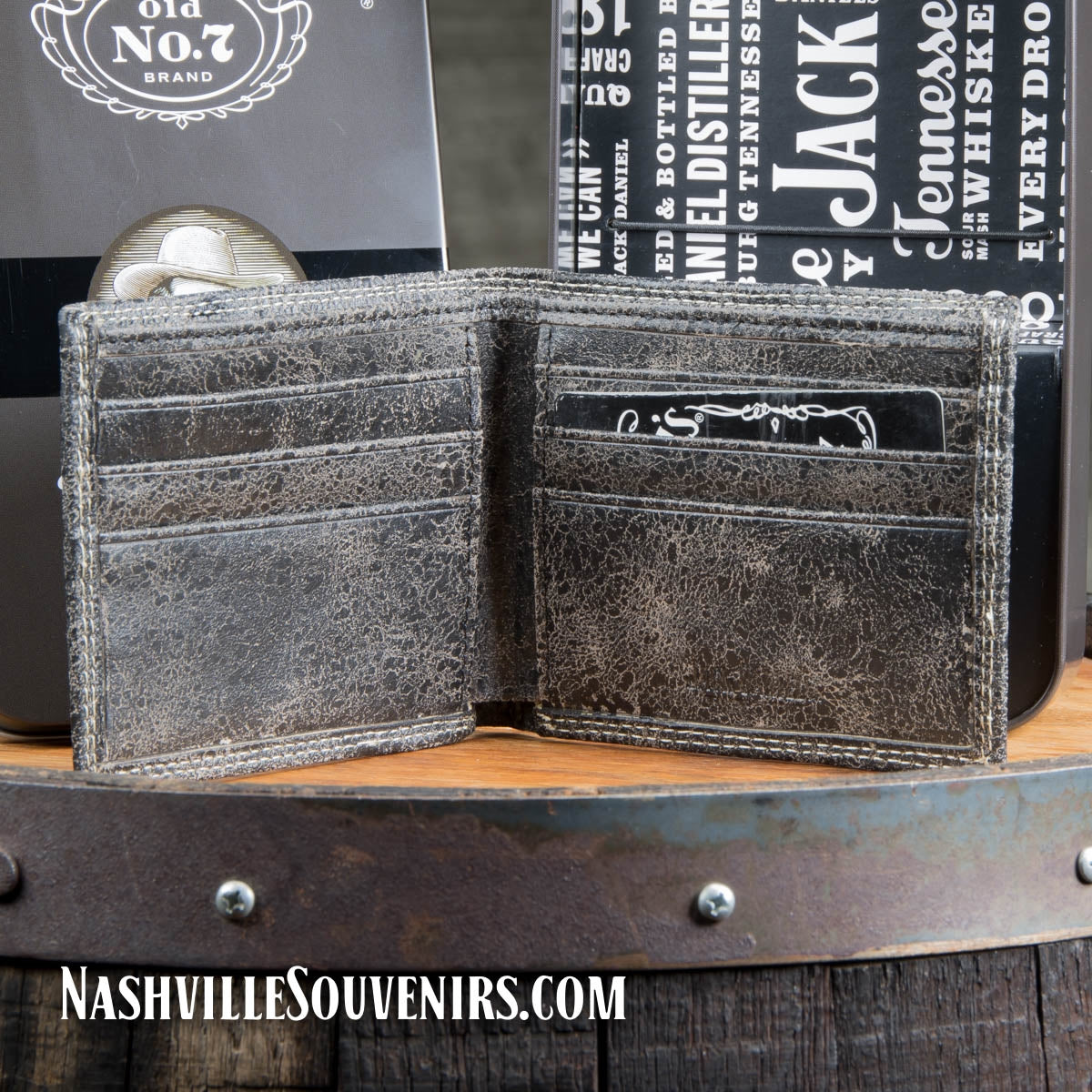 Embroidered Jack Daniel's Billfold Wallet in Gray