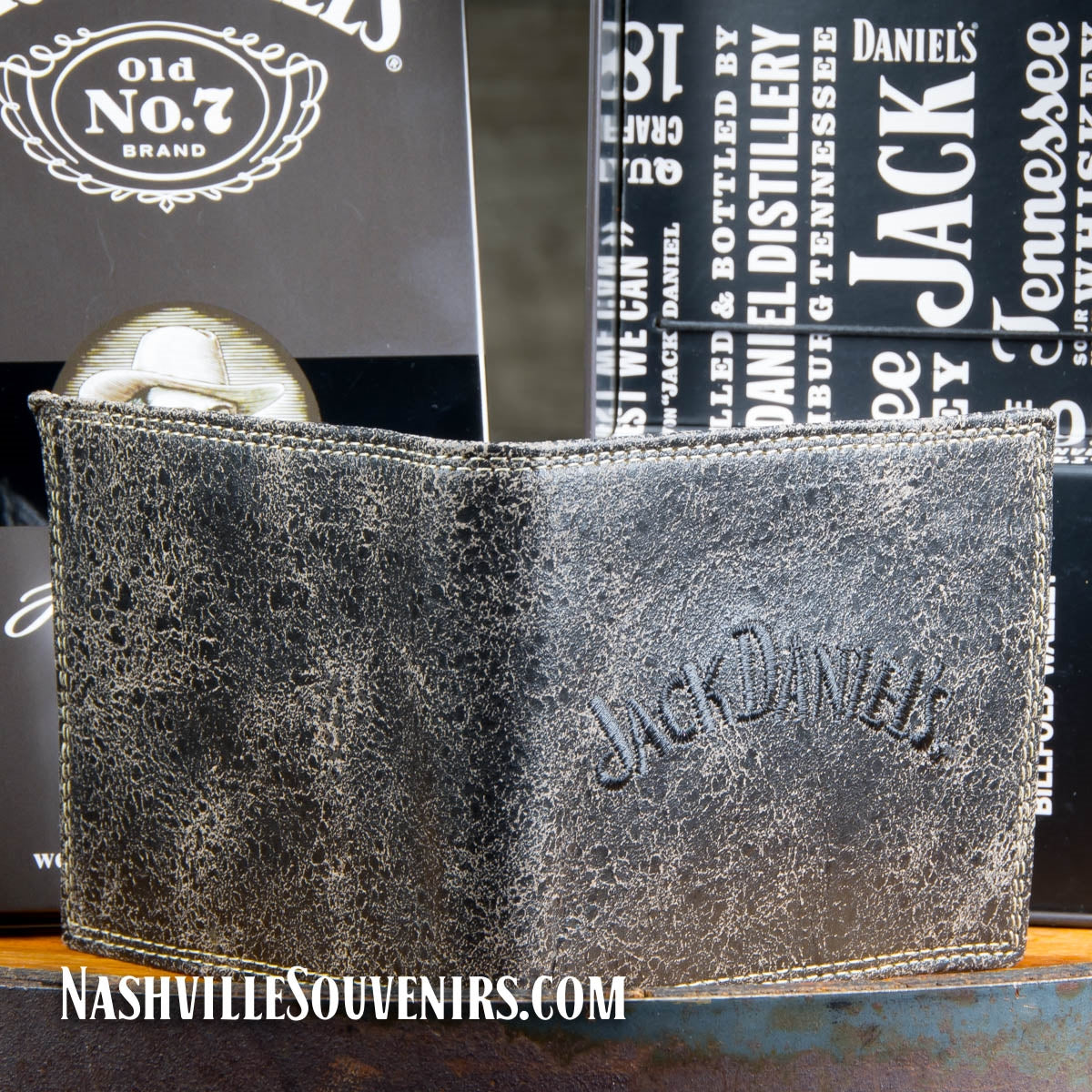 Embroidered Jack Daniel's Billfold Wallet in Gray