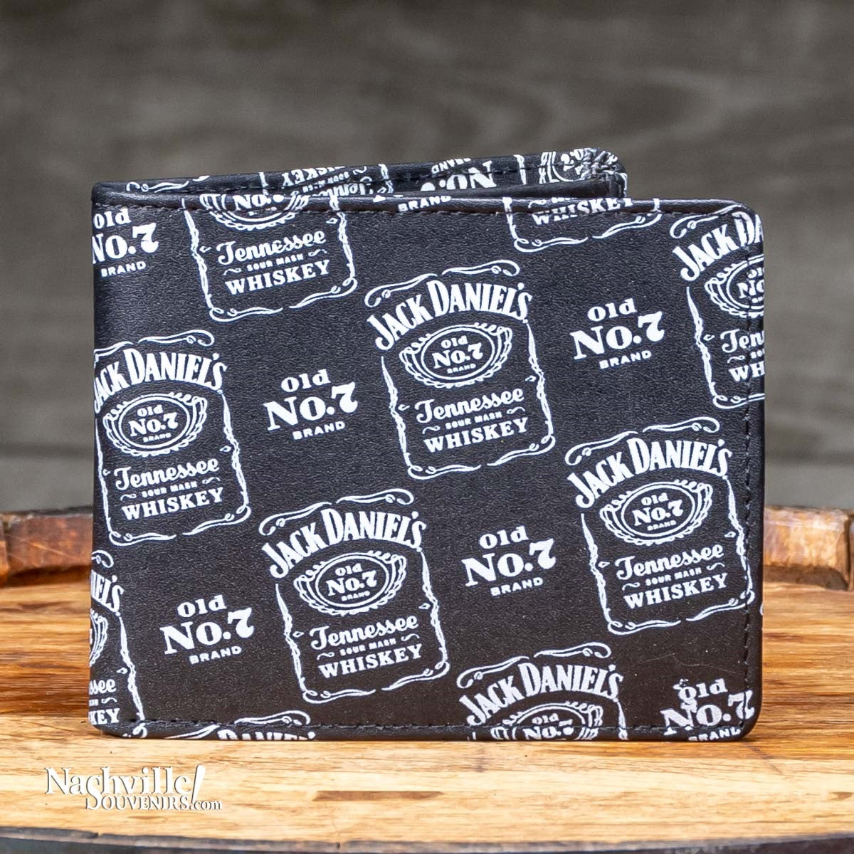 Jack Daniel's Signature Label Billfold. This great wallet features multiple JD bottle label logos printed in white against a black background.Get one today with FREE SHIPPING on all US orders over $75! One of for most popular designs featuring multiple Jack Daniel's logos.