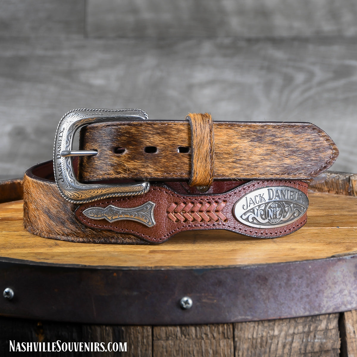 Officially licensed Jack Daniels Belt with Old No.7 Silver Medallions and Cowhide Belt. Get yours today with FREE SHIPPING on all US orders over $75!