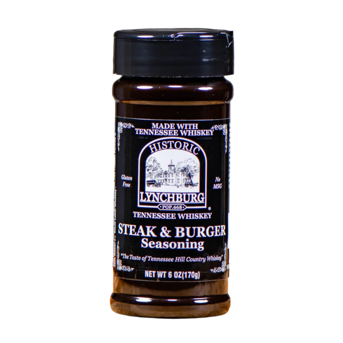Buy Historic Lynchburg Steak & Burger Seasoning containing real Jack Daniels Tennessee whiskey. FREE SHIPPING on all US orders over $75!