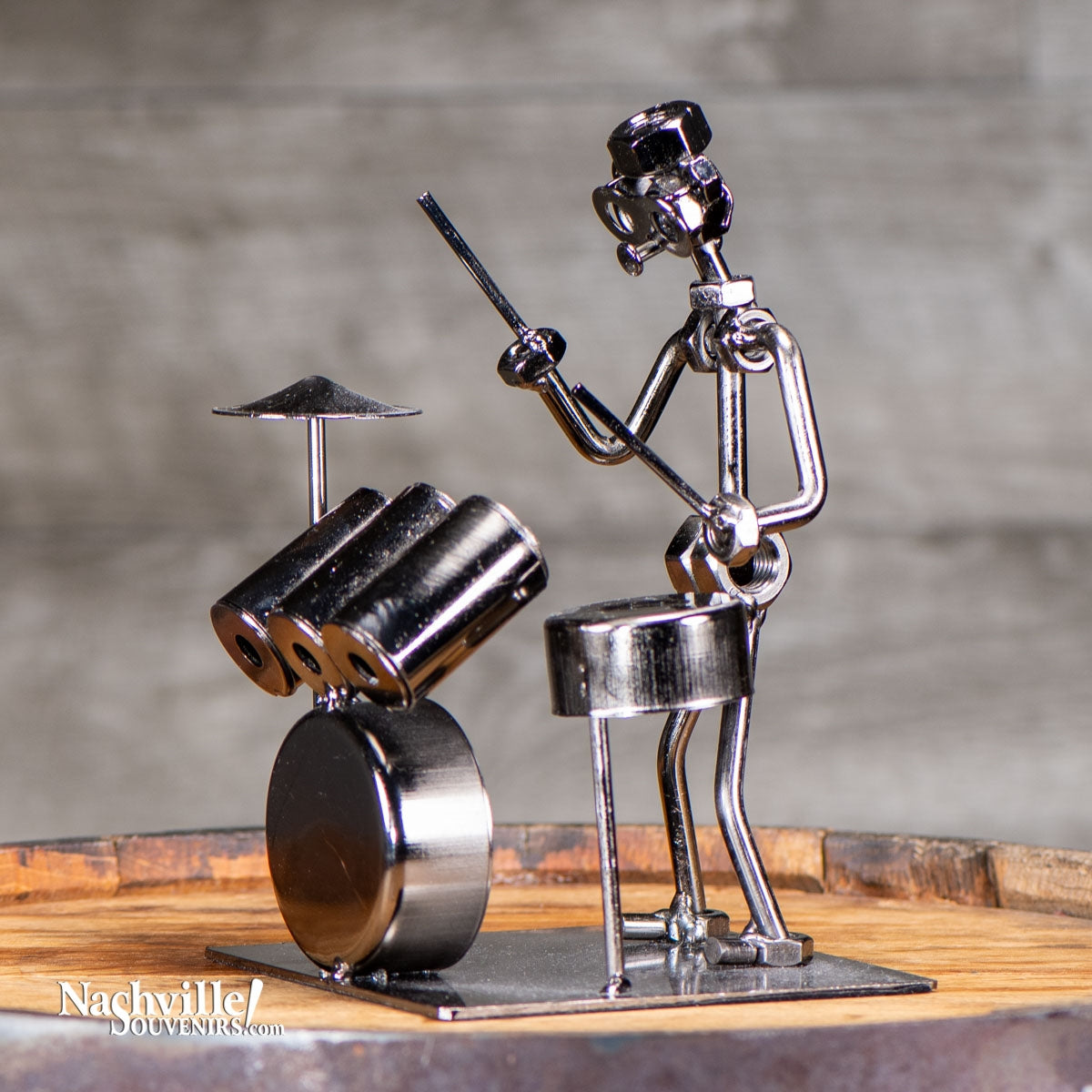 Standing Drummer Metal Sculpture