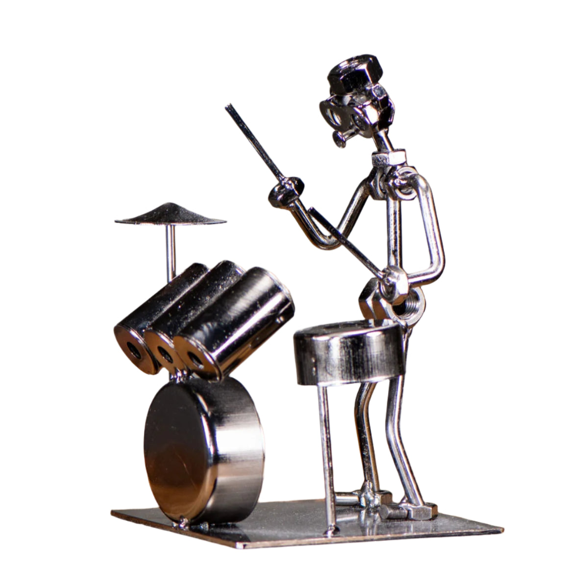 Standing Drummer Metal Sculpture