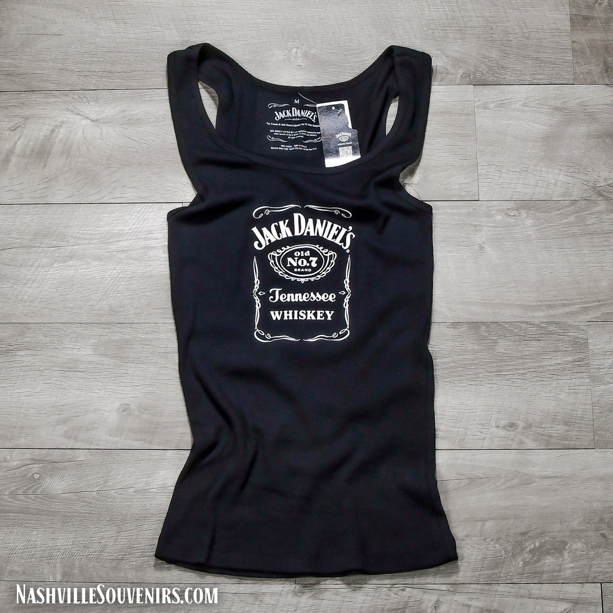 Officially licensed Women's Jack Daniels Old No.7 Label Ribbed Tank Top in black. Get yours today with FREE SHIPPING on all US orders over $75!
