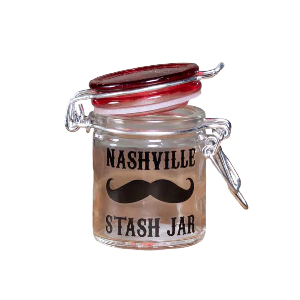 Nashville Stash Jar with closeable lid.