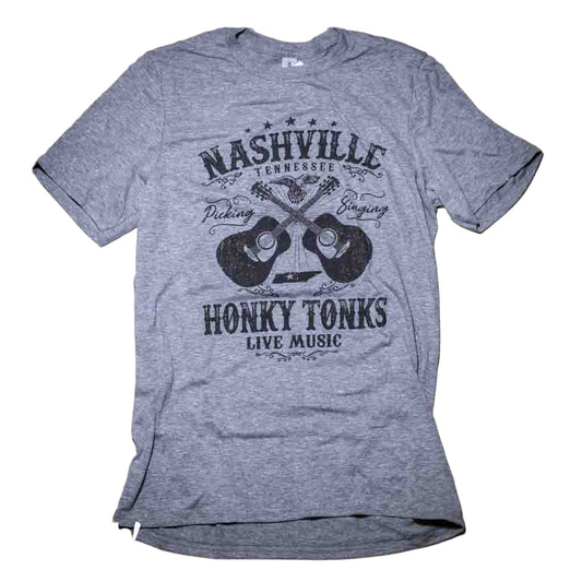 Our new Nashville "Honky Tonks Live Music" T Shirt design pays homage to lower Broadway in downtown Nashville, the home of live country music.  "Lower Broad" is the downtown street that is home to honky tonk row and many legendary live music bars known the world over.