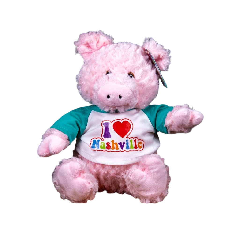The kids are really loving our new Pink "I Love Nashville" Plush Pig. He's very bright and cheerful and stands (or sits!) about 9" high.