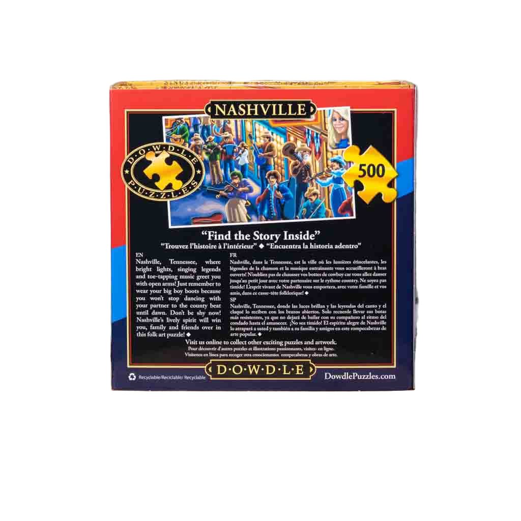 This 500 piece "Nashville" Jigsaw Puzzle highlights the beauty and diversity found within the great city of Nashville, Tennessee. The completed puzzle is 16" x 20".