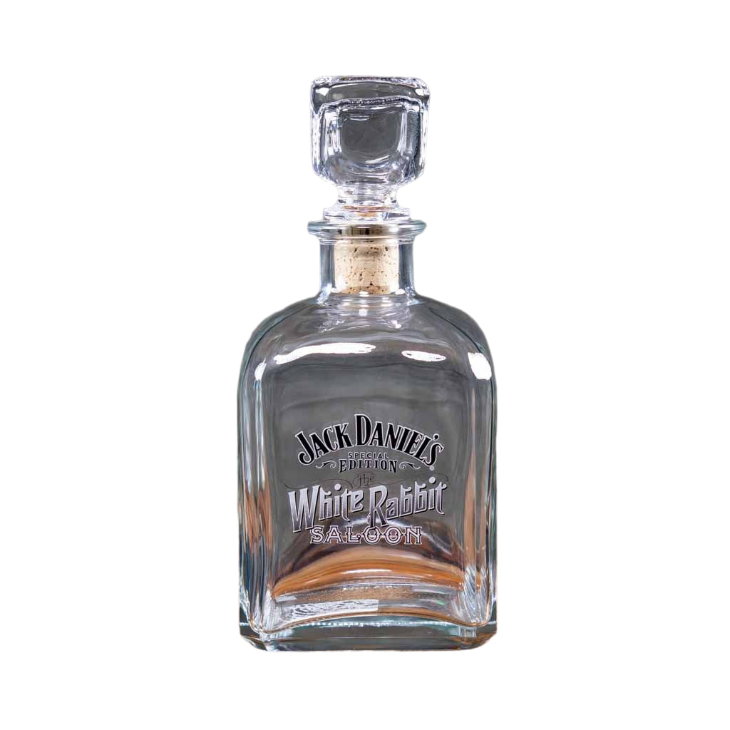 Officially licensed Jack Daniel's "White Rabbit Saloon" Decanter is a great addition to your JD barware.  This decanter pays homage to the original White Rabbit saloon opened by "Mr. Jack" himself in Lynchburg in 1892.