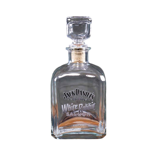 Officially licensed Jack Daniel's "White Rabbit Saloon" Decanter is a great addition to your JD barware.  This decanter pays homage to the original White Rabbit saloon opened by "Mr. Jack" himself in Lynchburg in 1892.