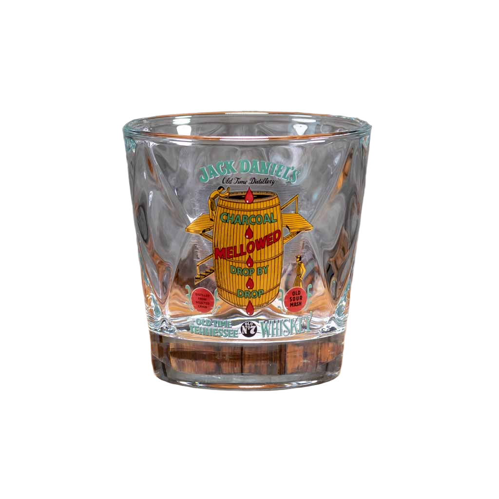 Officially licensed vintage Vintage Vintage Jack Daniel's "Charcoal Mellowed" Rocks Glass perfect for serving your favorite drink. This new Jack Daniel's glass is one of a series of JD collector rocks glasses that feature exact reproductions of vintage Jack Daniel's logos.