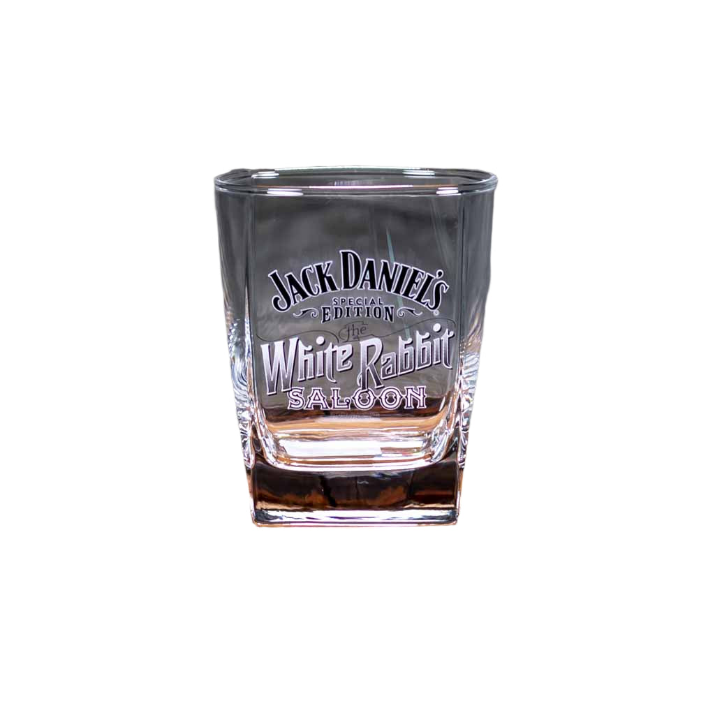 Officially licensed Jack Daniel's "White Rabbit Saloon" Shot Glass is a great addition to your JD barware. This decanter pays homage to the original White Rabbit saloon opened by "Mr. Jack" himself in Lynchburg in 1892. One of two bars opened by Mr. Jack, it was originally located on Lynchburg's town square.