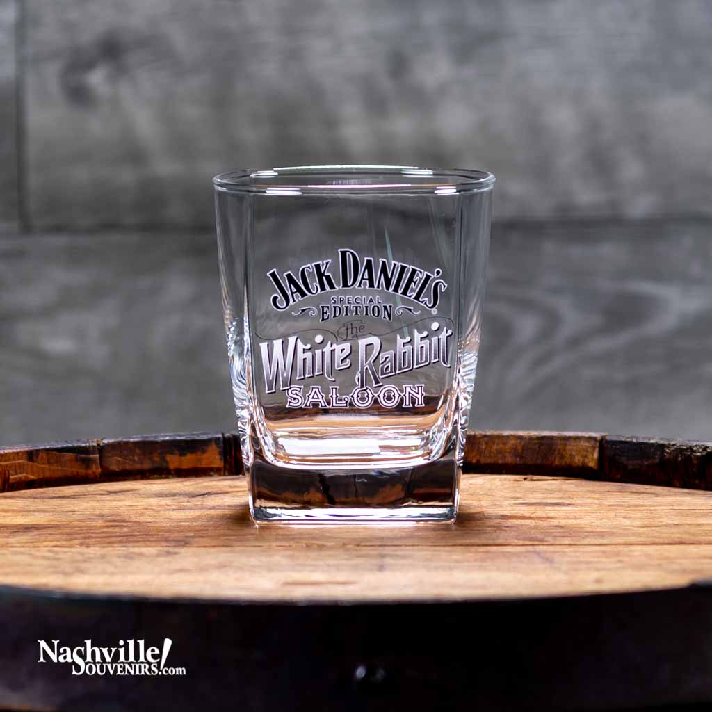 Officially licensed Jack Daniel's "White Rabbit Saloon" Shot Glass is a great addition to your JD barware.  This decanter pays homage to the original White Rabbit saloon opened by "Mr. Jack" himself in Lynchburg in 1892. One of two bars opened by Mr. Jack, it was originally located on Lynchburg's town square. 