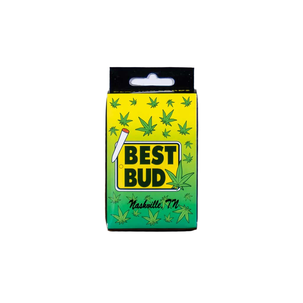 Our new "Best Bud Nashville TN" Playing Cards are one of many items you'll find in Willie's "Green Room" collection of cannabis, pot and 420 friendly inspired gifts and souvenirs.  Get yours today with FREE SHIPPING on all orders over $75 in the continental US!
