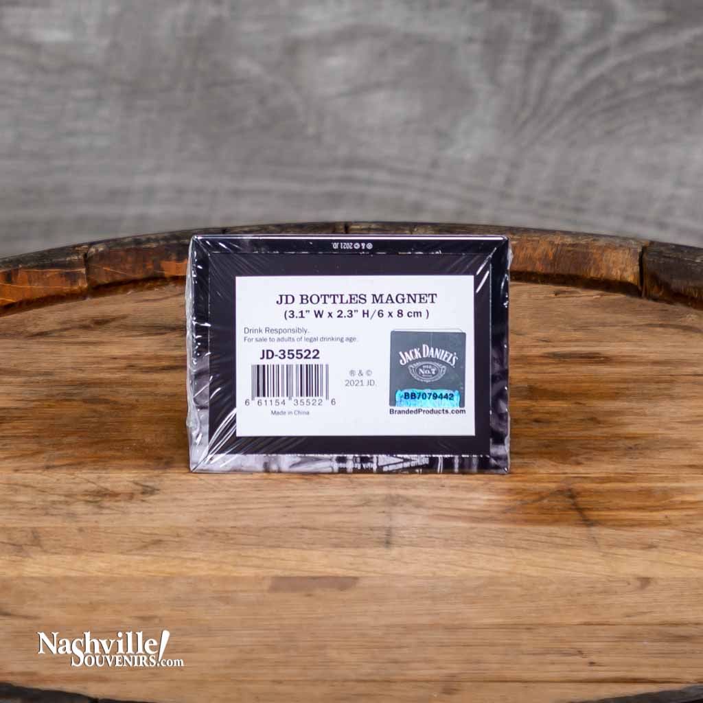 Backside view of an all new Jack Daniel's "Bottles" magnet that measures 3.1" W x 2.3" H. This high quality Jack Daniel's magnet add a touch of Lynchburg class to any metal surface!