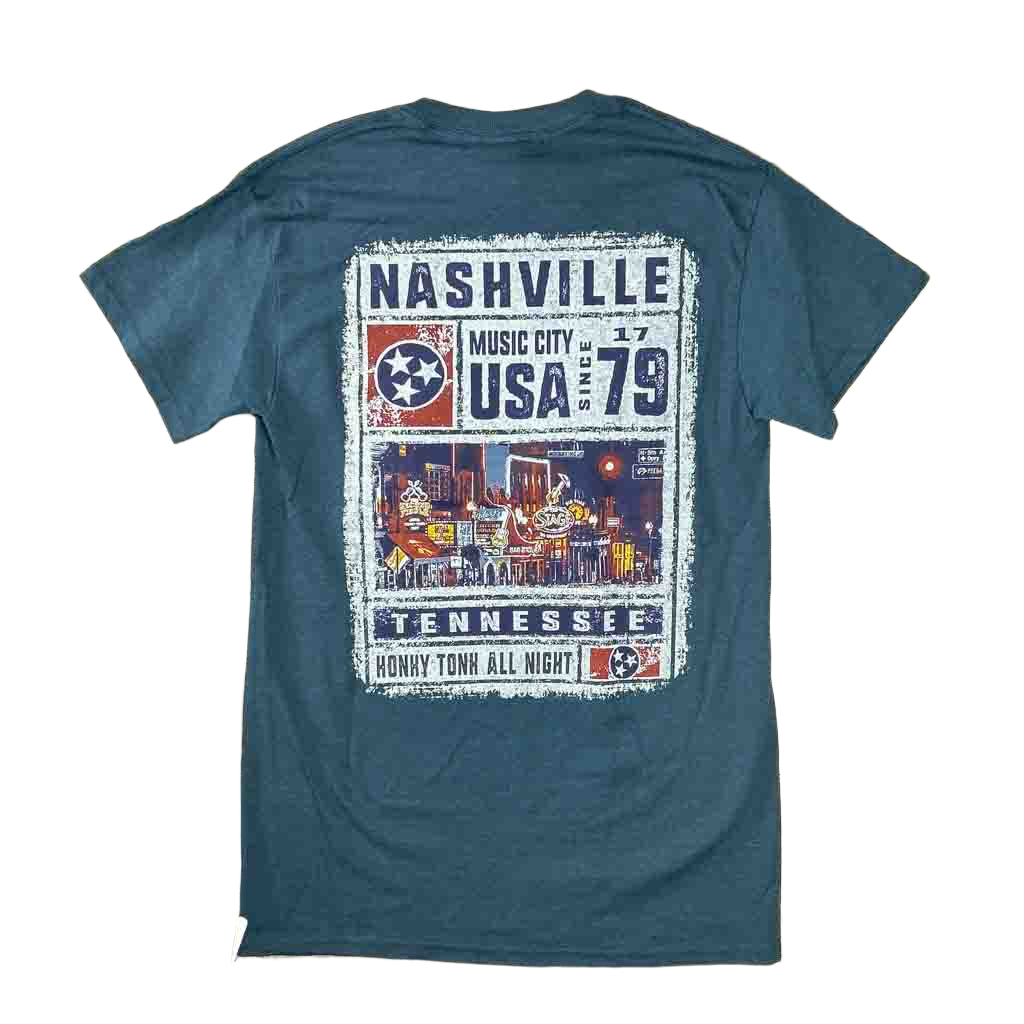 Teal "Nashville Stamp" T-shirt