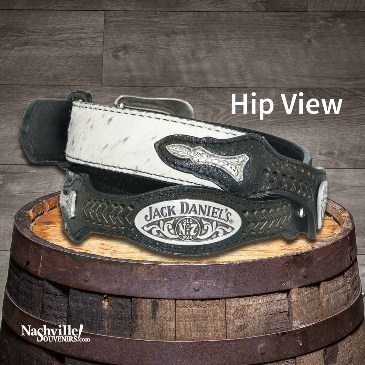 Officially licensed Jack Daniel's Hair-On Leather Belt in black or brown full-grain 1 1/2" leather. Get yours today with FREE SHIPPING on all US orders over $75!