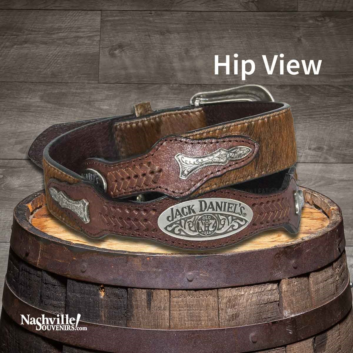 Officially licensed Jack Daniel's Hair-On Leather Belt in black or brown full-grain 1 1/2" leather. Get yours today with FREE SHIPPING on all US orders over $75!